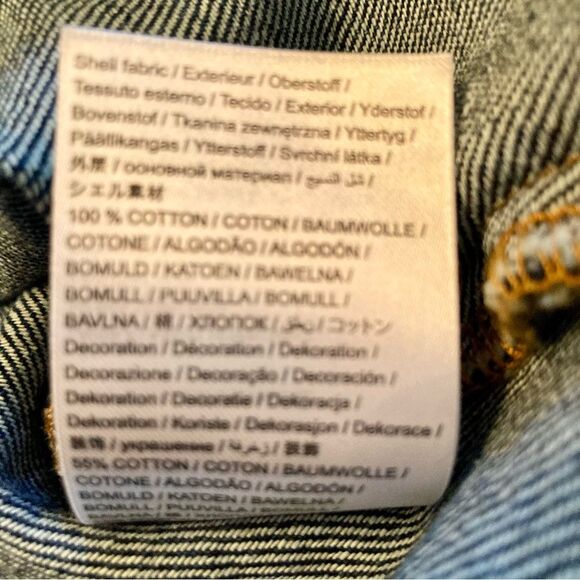 RARE Farm Rio Crochet Squares Denim Jacket & Jeans Set Pants Granny Blue Size S - Picture 15 of 16